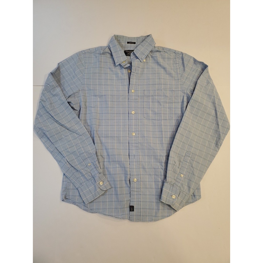 Abercrombie & Fitch Muscle Fit Shirt Mens Plaid Blue White *No Size Tag*